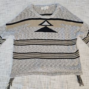 Stylish Black and Tan Geometric Sweater